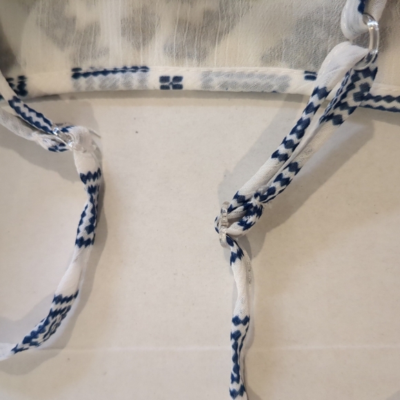 About Girl Blue and White Embroidered Tank Top , Size S - Picture 9 of 9